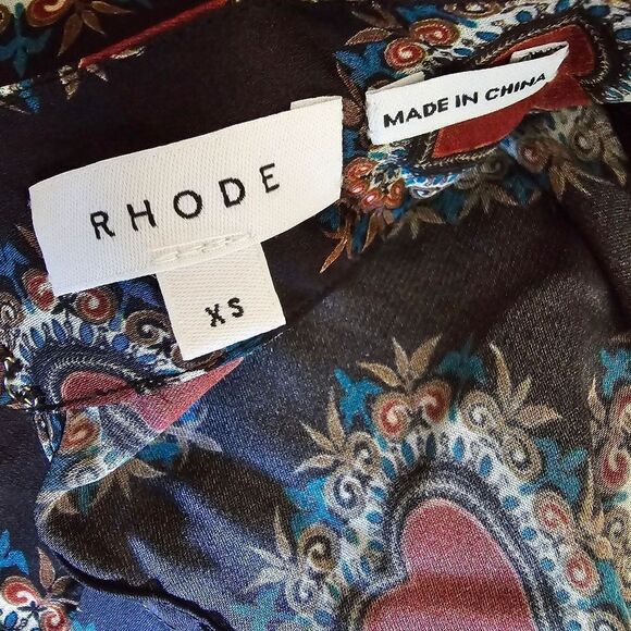 Rhode Caroline Mini Dress Heart Print Mock Neck Size XSmall - Picture 9 of 12